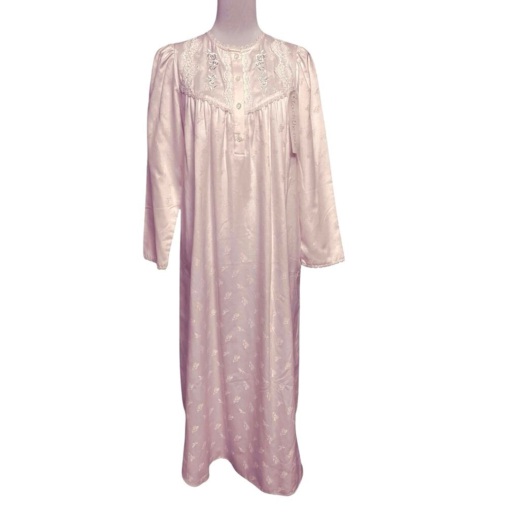 NWT - Miss Elaine Classic Satiny Floral Ballerina Pink Nightgown